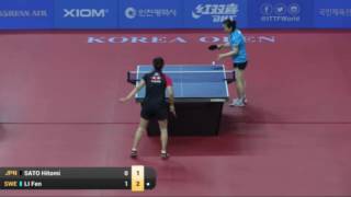 【Video】HITOMI Sato VS LI Fen, vòng 32 2016 Hàn Quốc mở rộng 