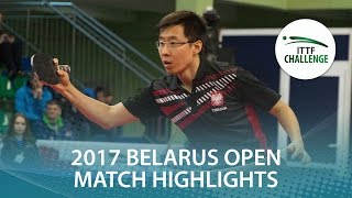 【Video】WANG Zengyi VS Kalinikos Kreanga, vòng 16 2017 ITTF Challenge, Belgosstrakh Belarus Mở